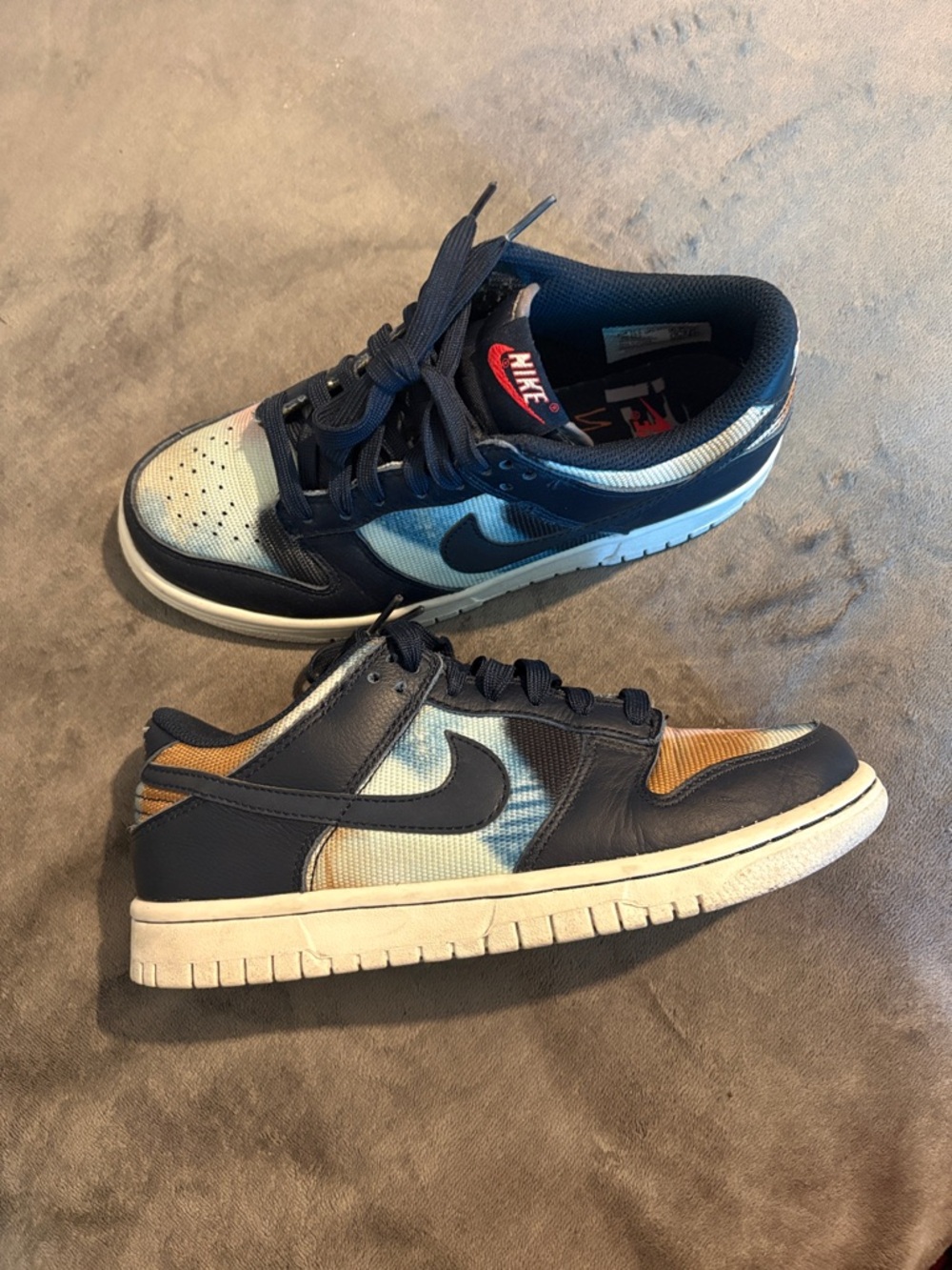 Nike Men’s Low-Top Sneakers - Navy, Light Blue, and Tan
